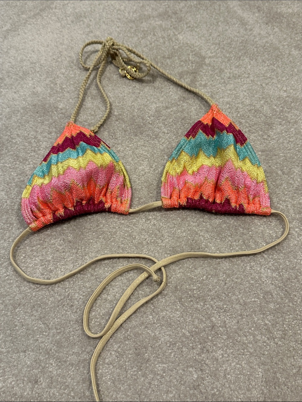 Multicolor Zigzag Triangle Bikini Top